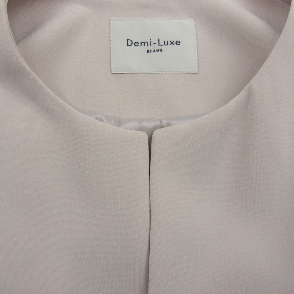 BEAMS ビームス Demi-Luxe デミルクス パンツ ノーカラー ジャケット セットアップ ベージュ系 36【新古品】【未使用】【中古】