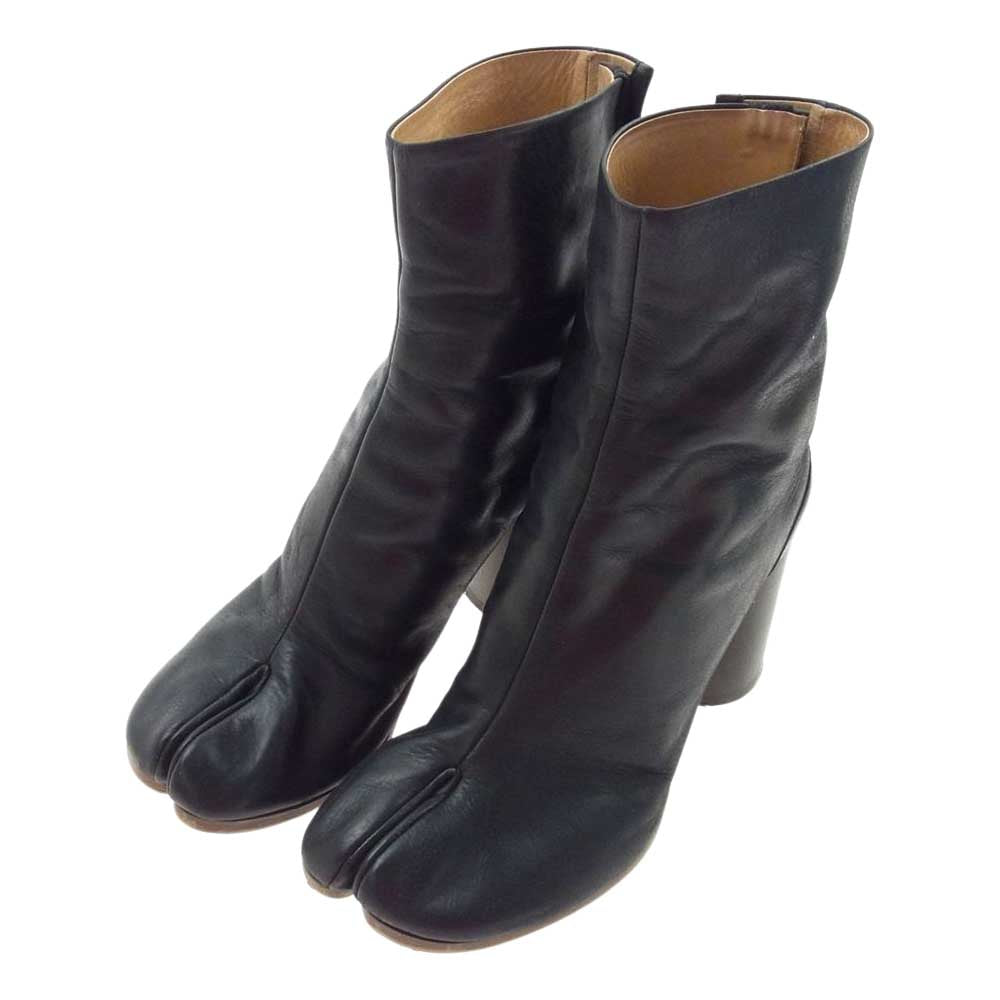 MAISON MARTIN MARGIELA メゾンマルタンマルジェラ S38WU0253 TABI BOOTS 足袋 タビ レザー ショート ヒール ブーツ ブラック系 39【中古】