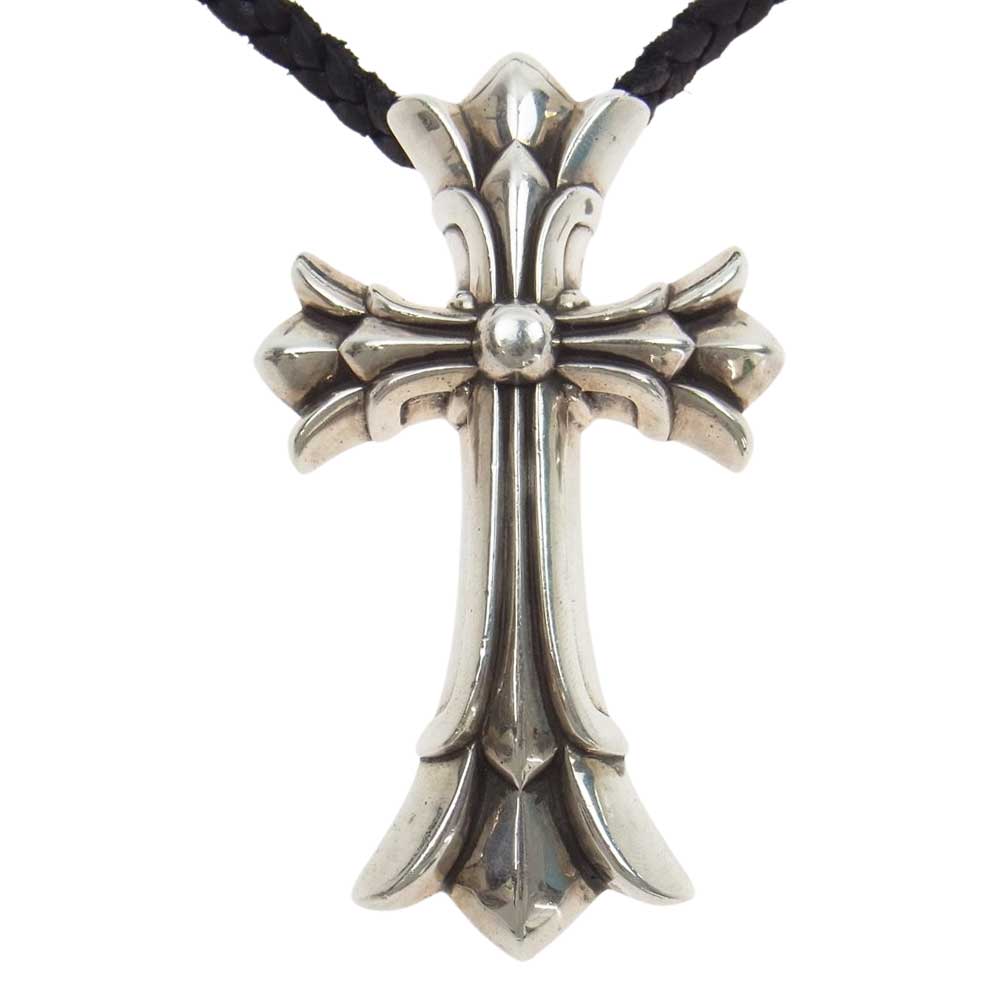 CHROME HEARTS クロムハーツ（原本無） ラージ ダブル CH クロス ペンダント タイニー レザーブレード Wスパイク ボロチップ レースストッパー シルバー系【中古】