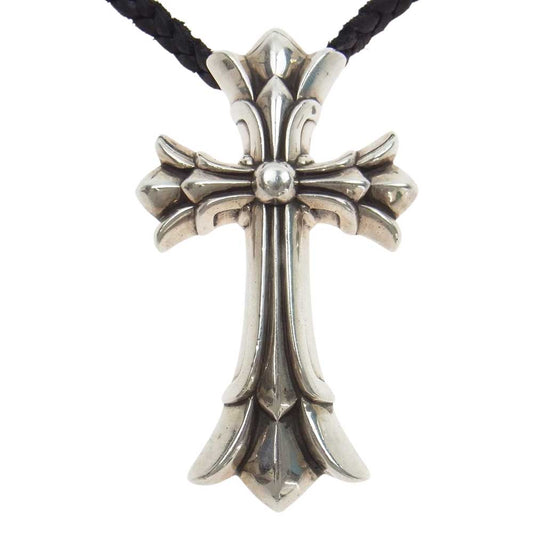 CHROME HEARTS クロムハーツ（原本無） ラージ ダブル CH クロス ペンダント タイニー レザーブレード Wスパイク ボロチップ レースストッパー シルバー系【中古】