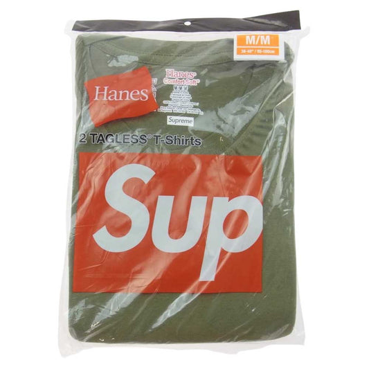 Supreme シュプリーム 22SS Hanes Tagless Tees (2 Pack) ヘインズ タグレス Tシャツ 2枚組 モスグリーン系 M【新古品】【未使用】【中古】
