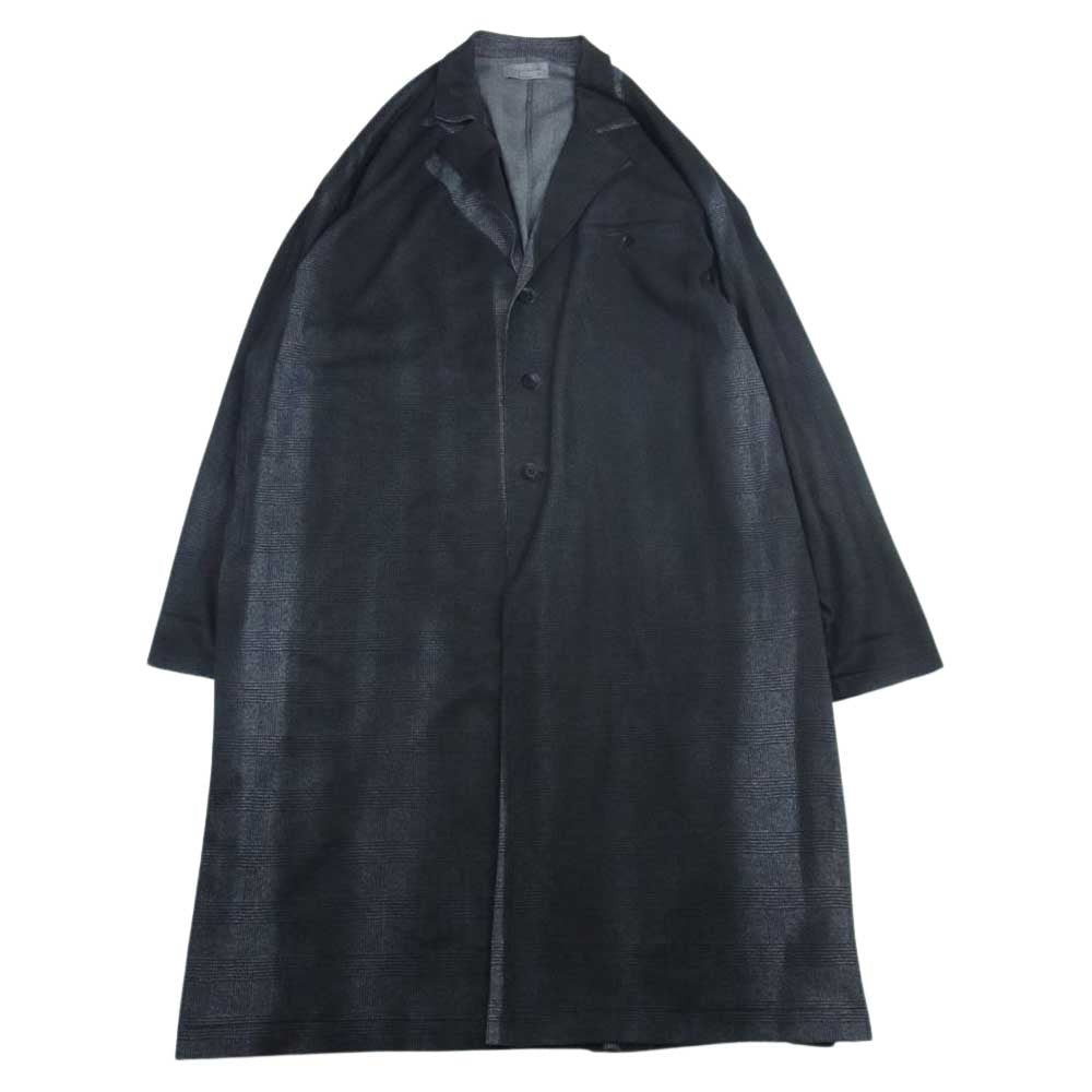Yohji Yamamoto POUR HOMME ヨウジヤマモトプールオム HG-T74-983 JQ GLENCHECK LONG JACKET ジャカード グレンチェック ロング ジャケット チェスターコート ブラック系 3【中古】