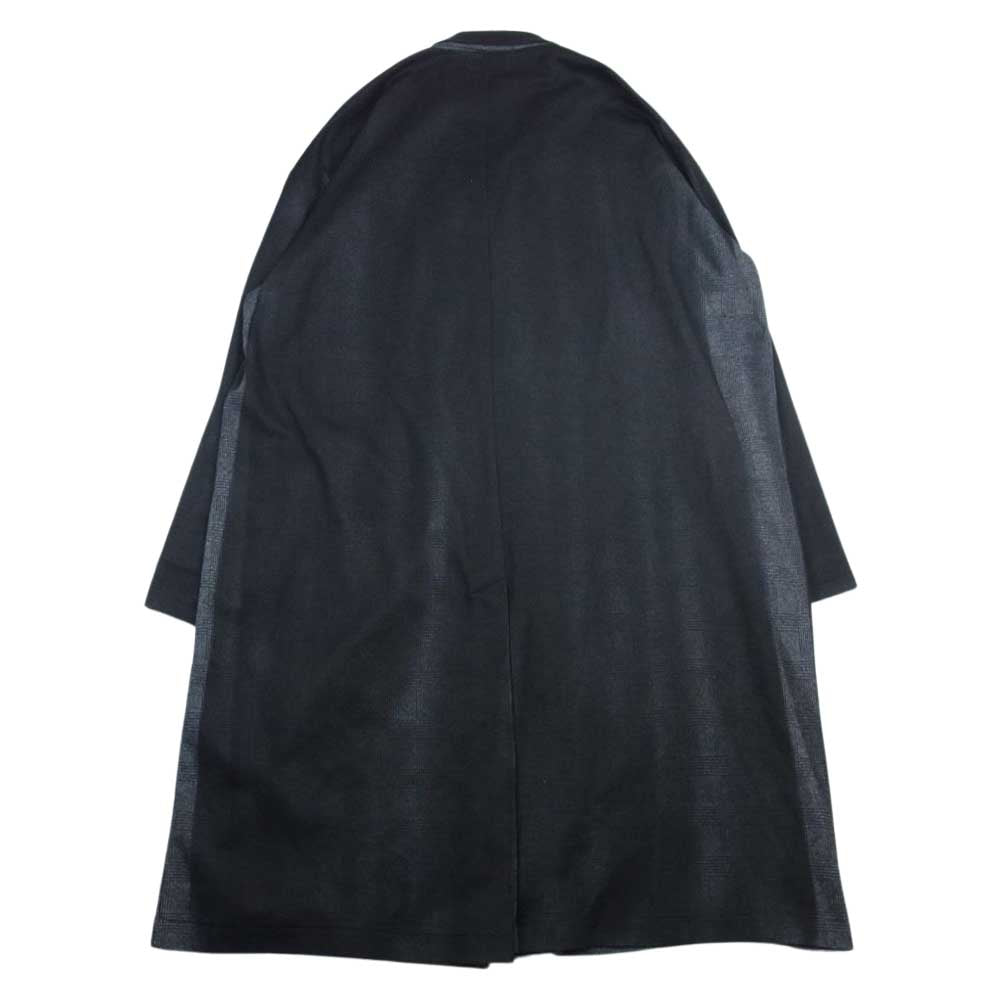 Yohji Yamamoto POUR HOMME ヨウジヤマモトプールオム HG-T74-983 JQ GLENCHECK LONG JACKET ジャカード グレンチェック ロング ジャケット チェスターコート ブラック系 3【中古】