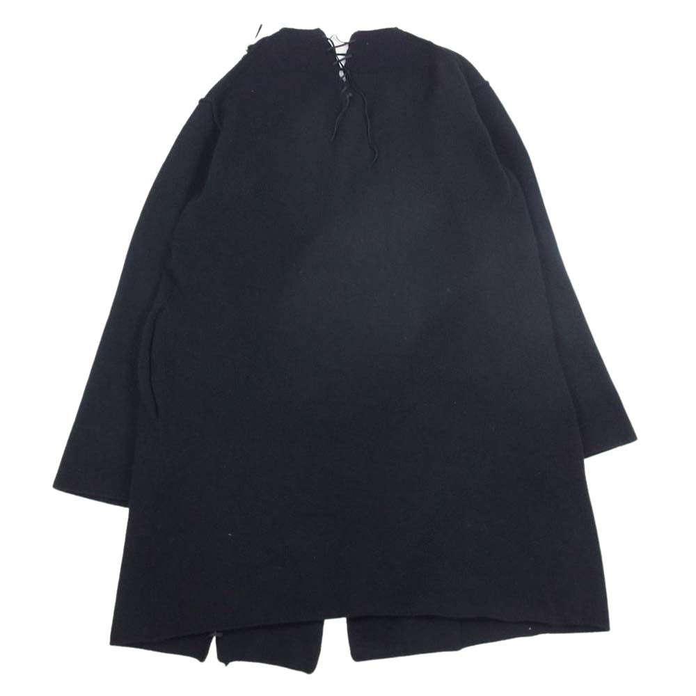 Yohji Yamamoto POUR HOMME ヨウジヤマモトプールオム 20AW HR-K79-194 7G STRING LEATHER CORD STRING ROUND NECK ラウンドネック レザーコード 革紐通し ニット カーディガン ブラック系 3【中古】