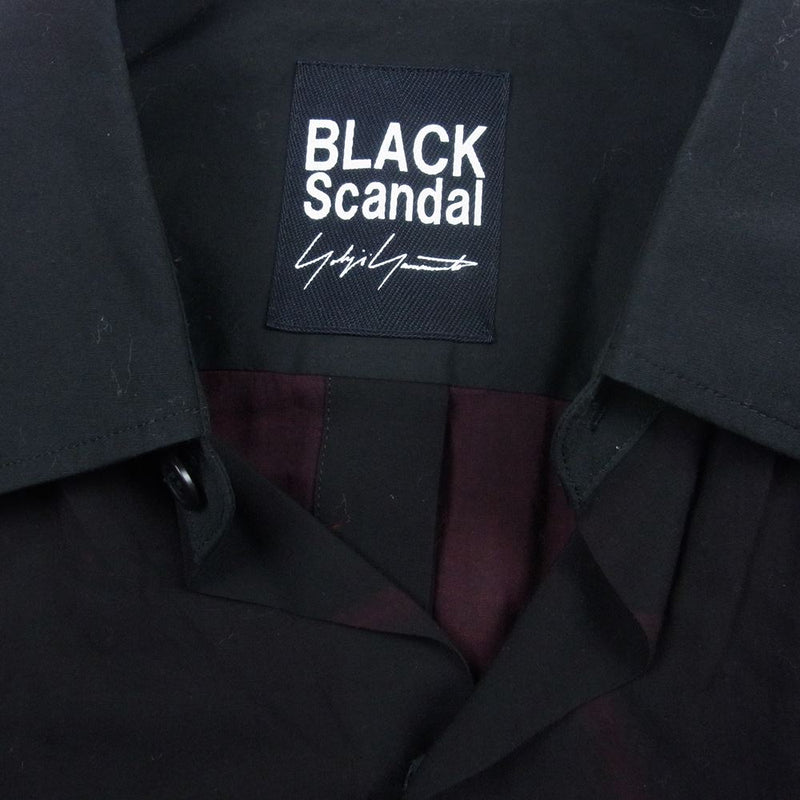 Yohji Yamamoto POUR HOMME ヨウジヤマモトプールオム 19SS HH-B84-811 Back Opening Print Shirt ブラックスキャンダル 薔薇プリント バックオープン レーヨン ロング シャツ ブラック系 2【中古】