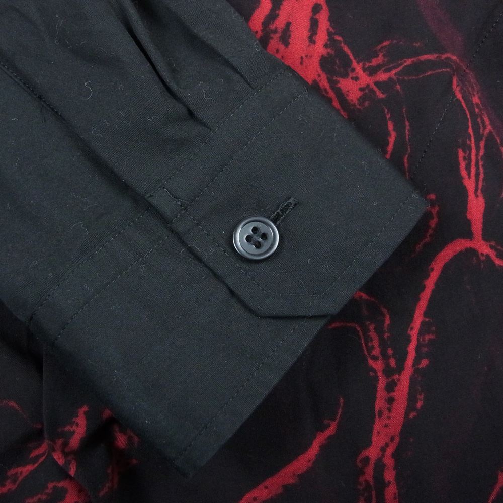 Yohji Yamamoto POUR HOMME ヨウジヤマモトプールオム 19SS HH-B84-811 Back Opening Print Shirt ブラックスキャンダル 薔薇プリント バックオープン レーヨン ロング シャツ ブラック系 2【中古】