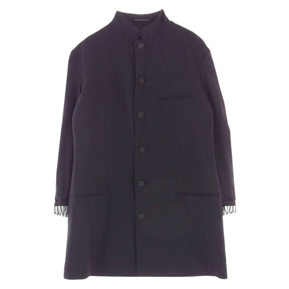Yohji Yamamoto POUR HOMME ヨウジヤマモトプールオム 19SS HH-J23-103 W-スタンドロングJ 浮世絵 フラシ天 ウール スタンドカラー ロング ジャケット コート ブラック系 マルチカラー系 2【中古】