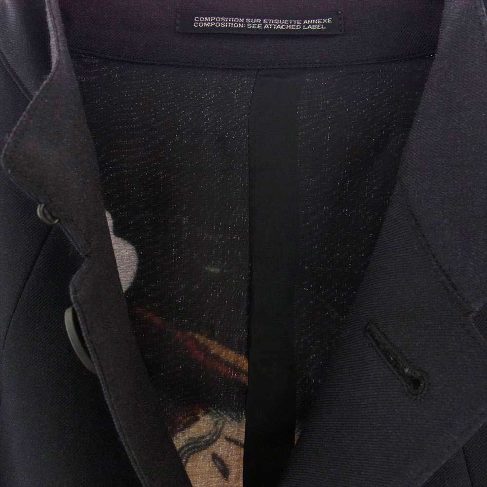 Yohji Yamamoto POUR HOMME ヨウジヤマモトプールオム 19SS HH-J23-103 W-スタンドロングJ 浮世絵 フラシ天 ウール スタンドカラー ロング ジャケット コート ブラック系 マルチカラー系 2【中古】