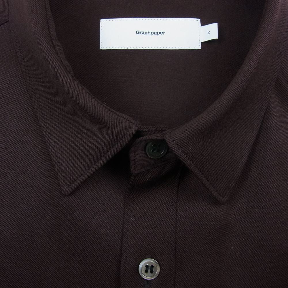 GRAPHPAPER グラフペーパー  19AW GM194-50513 Lechoppe EDIFICE 別注 WOOL TWILL L/S BOX SHIRT ウール ツイル ボックス シャツ ブラウン系 2【美品】【中古】