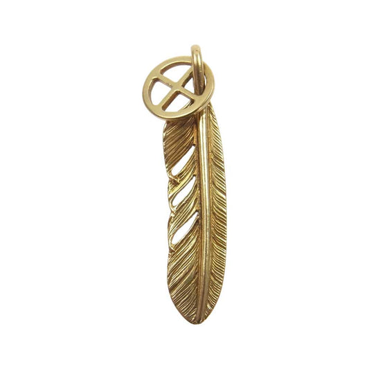 WINGROCK ウィングロック 全金 18K ホイール フェザー 左向き ペンダント トップ ゴールド系【中古】