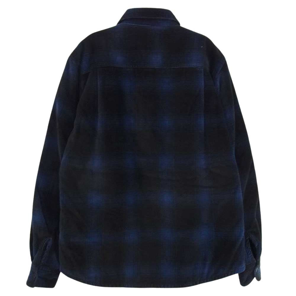 Ron Herman ロンハーマン CORD CHECK SHIRT 中綿 キルティング チェック シャツ ジャケット ネイビー系 S【中古】