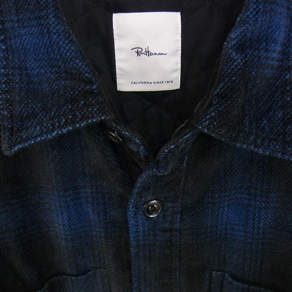 Ron Herman ロンハーマン CORD CHECK SHIRT 中綿 キルティング チェック シャツ ジャケット ネイビー系 S【中古】