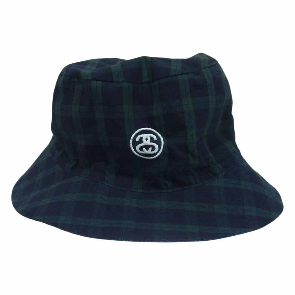 STUSSY ステューシー リバーシブル デニム バケット ハット 刺繍 ストックロゴ シャネルロゴ インディゴブルー系 L/XL【中古】