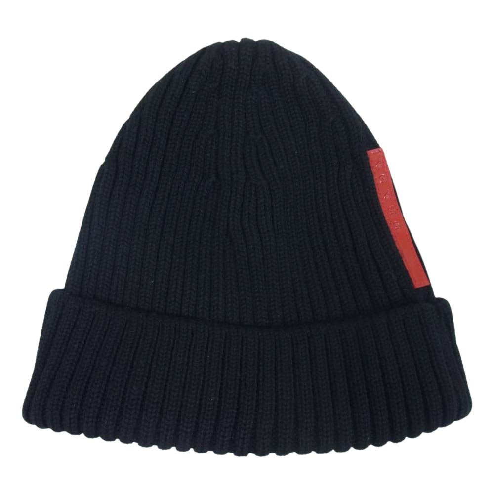 PRADA プラダ ビーニー ウール ニット キャップ ブラック系 50【中古】