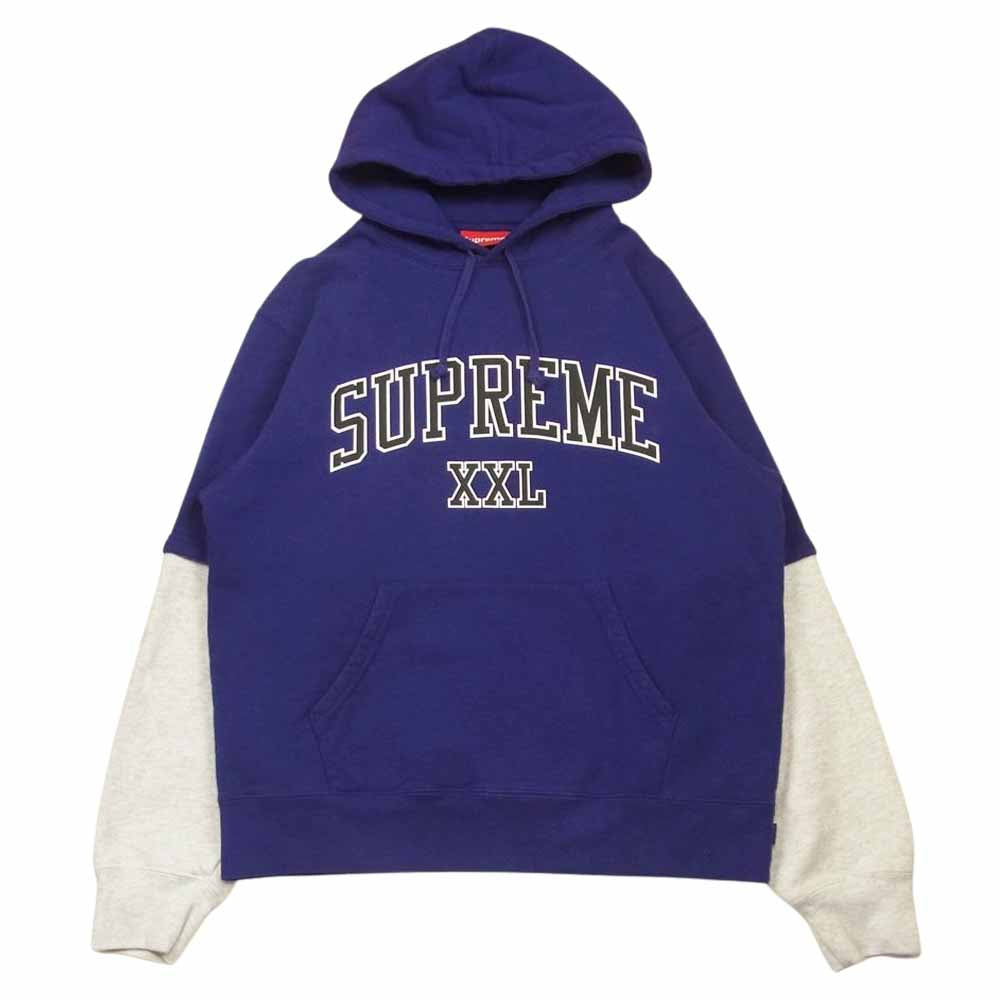 Supreme シュプリーム 20SS XXL Hooded Sweatshirt スウェット パーカー フーディ コットン カナダ製 パープル系 ライトグレー系 M【中古】