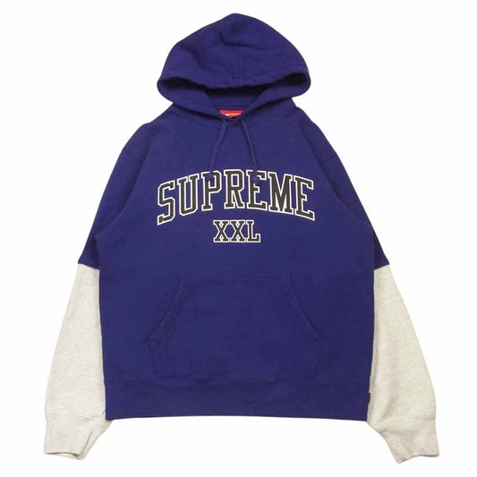 Supreme シュプリーム 20SS XXL Hooded Sweatshirt スウェット パーカー フーディ コットン カナダ製 パープル系 ライトグレー系 M【中古】