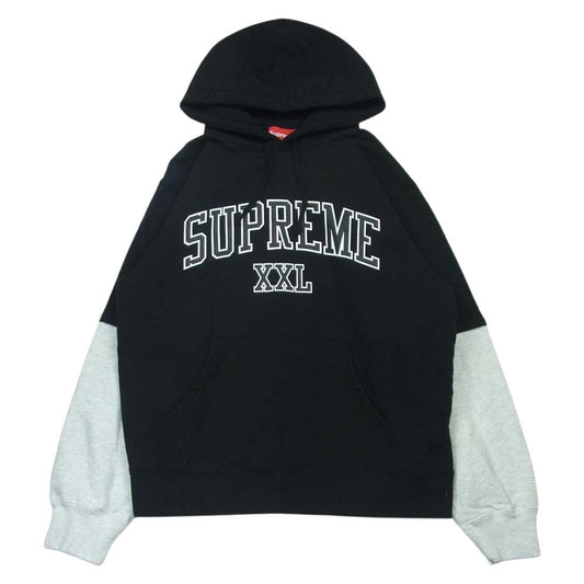 Supreme シュプリーム 20SS XXL Hooded Sweatshirt スウェット パーカー フーディ コットン カナダ製 ブラック系 ライトグレー系 M【中古】