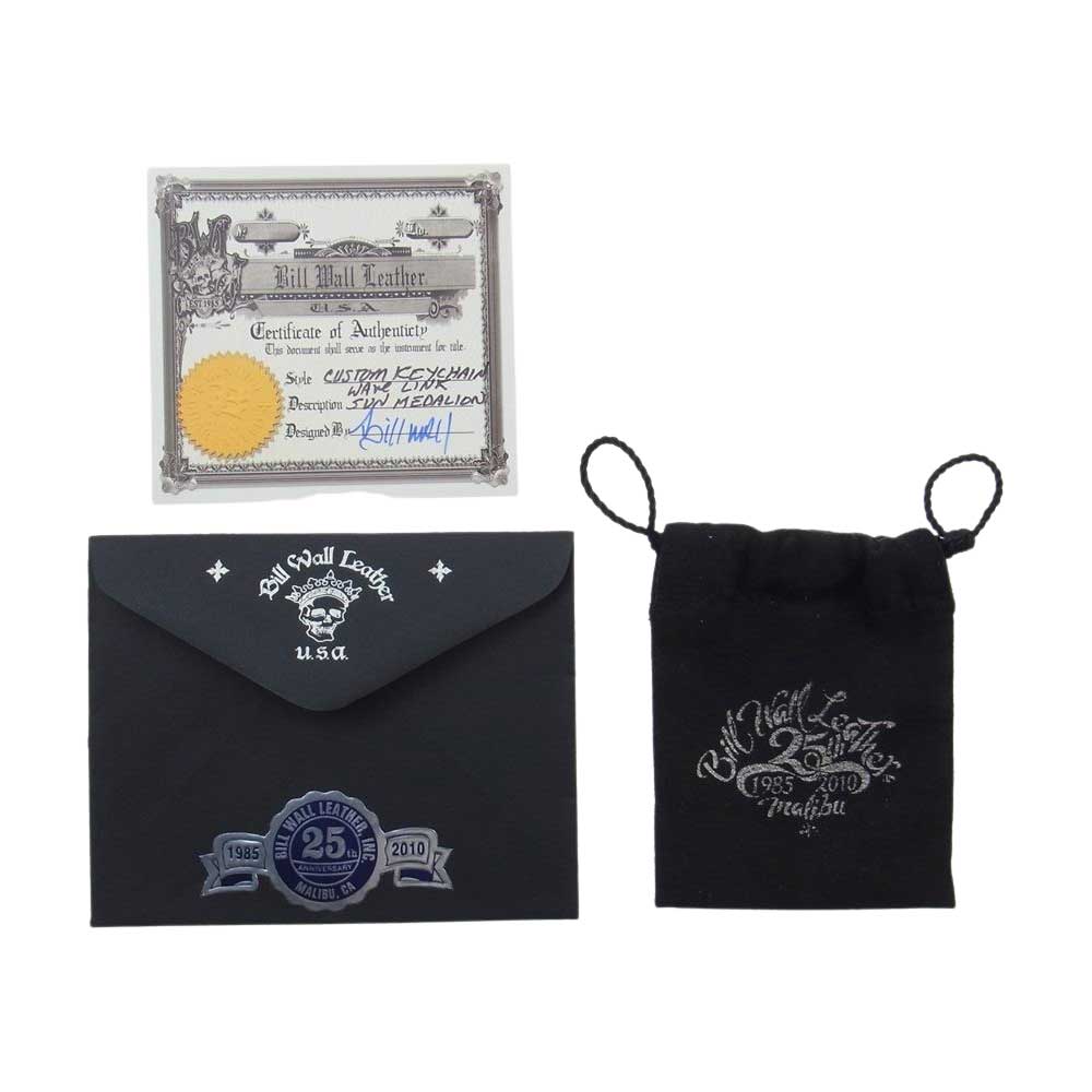 BILL WALL LEATHER ビルウォールレザー ギャランティ付属 グッドラックスカル ウェーブリンク サンメダリオン w/ストーン キーチェーン シルバー系【中古】