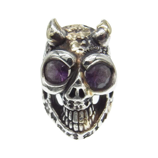 BILL WALL LEATHER ビルウォールレザー 18Kオーバーレイ カスタム ストーンアイ グラフィティ デーモンマスタースカル リング シルバー系 20.5号【中古】