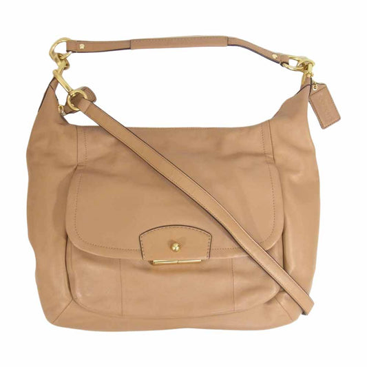 COACH コーチ F22309 レザー ショルダー バッグ キャメル ブラウン系【美品】【中古】