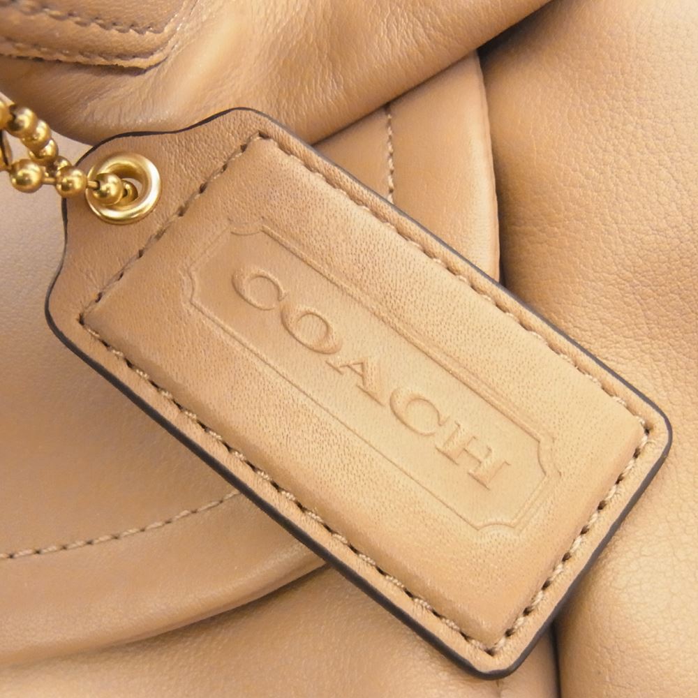 COACH コーチ F22309 レザー ショルダー バッグ キャメル ブラウン系【美品】【中古】