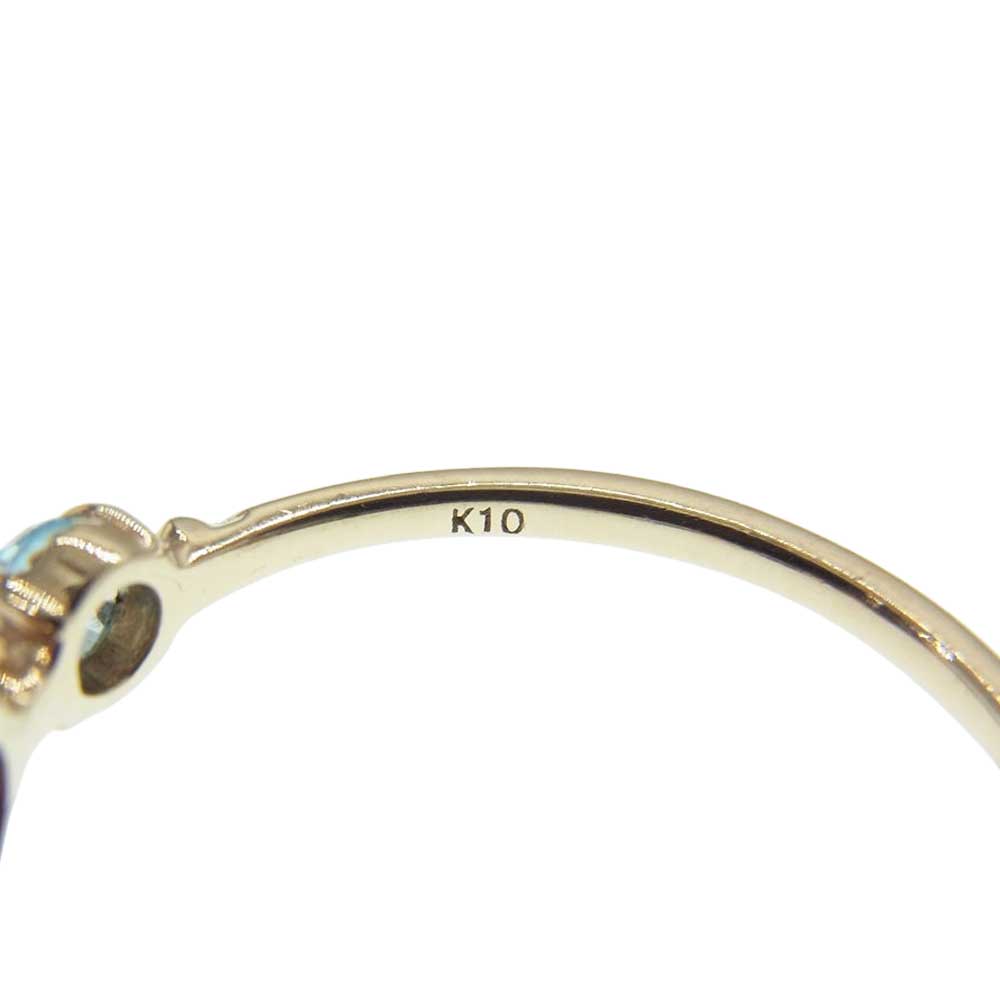 アガット K10 ストーン付 リング ゴールド系 マルチカラー系 13号【中古】