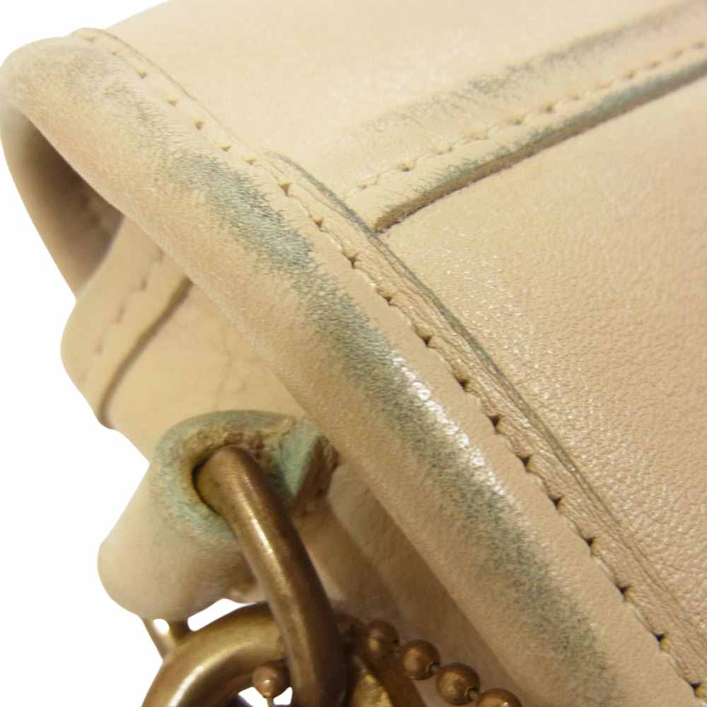 COACH コーチ B50-9755 オールド レザー ショルダー バッグ アイボリー ベージュ系【中古】