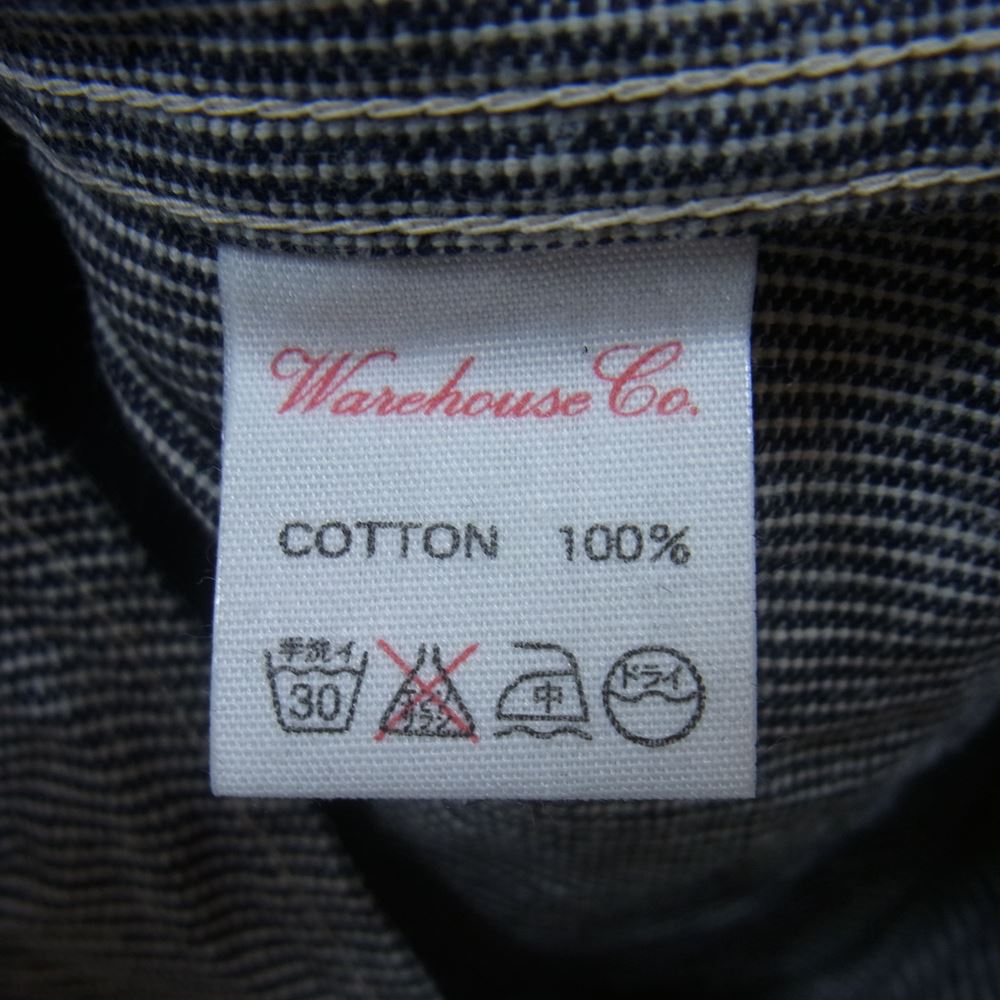 WAREHOUSE ウエアハウス HICKORY STRIPE HALF ZIP SHIRTS ヒッコリー ハーフジップ シャツ ダークネイビー系 36【美品】【中古】