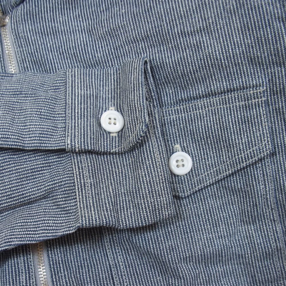 WAREHOUSE ウエアハウス HICKORY STRIPE HALF ZIP SHIRTS ヒッコリー ハーフジップ シャツ ダークネイビー系 36【美品】【中古】