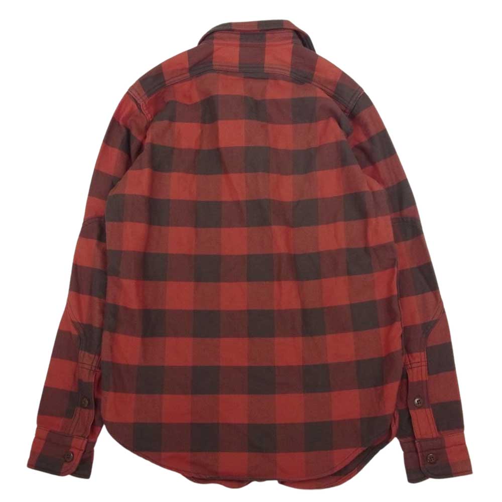 FREEWHEELERS フリーホイーラーズ union special  ブロックチェック ヘビーネル ワークシャツ ブラウン系 オレンジ系 14【中古】