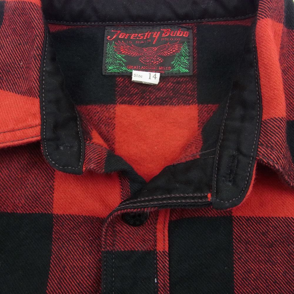 FREEWHEELERS フリーホイーラーズ GREAT LAKES GMT ブロックチェック ヘビーネル プルオーバー ワークシャツ ブラック系 レッド系 14【中古】