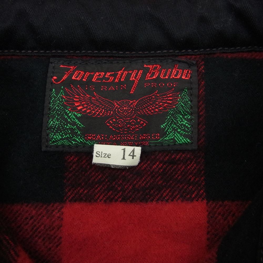 FREEWHEELERS フリーホイーラーズ GREAT LAKES GMT ブロックチェック ヘビーネル プルオーバー ワークシャツ ブラック系 レッド系 14【中古】