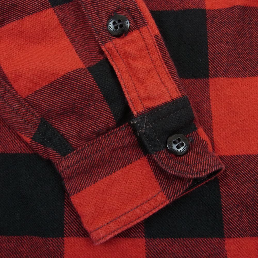 FREEWHEELERS フリーホイーラーズ GREAT LAKES GMT ブロックチェック ヘビーネル プルオーバー ワークシャツ ブラック系 レッド系 14【中古】
