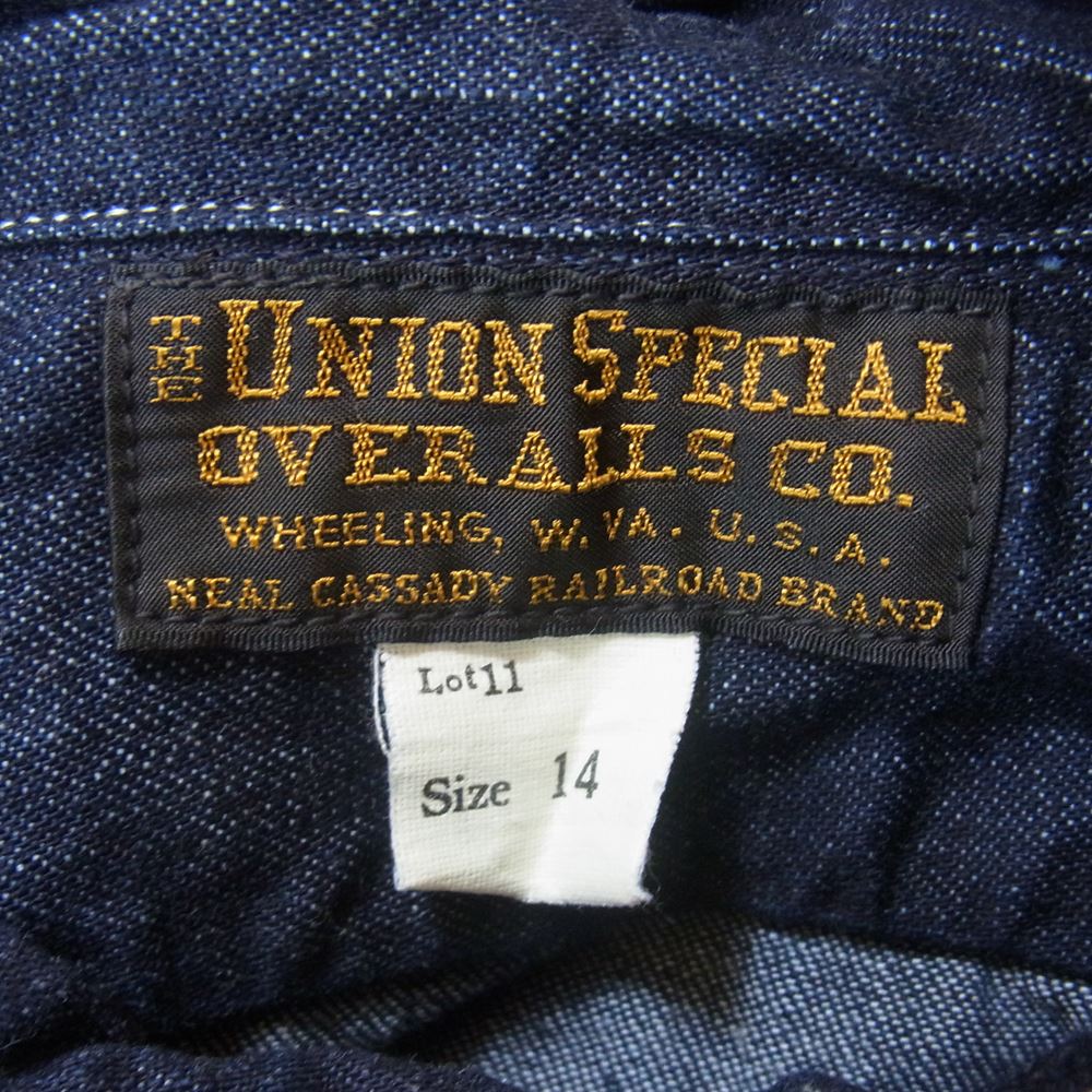 FREEWHEELERS フリーホイーラーズ UNION SPECIAL OVERALLS Neal インディゴ デニム ワーク シャツ インディゴブルー系 14【中古】