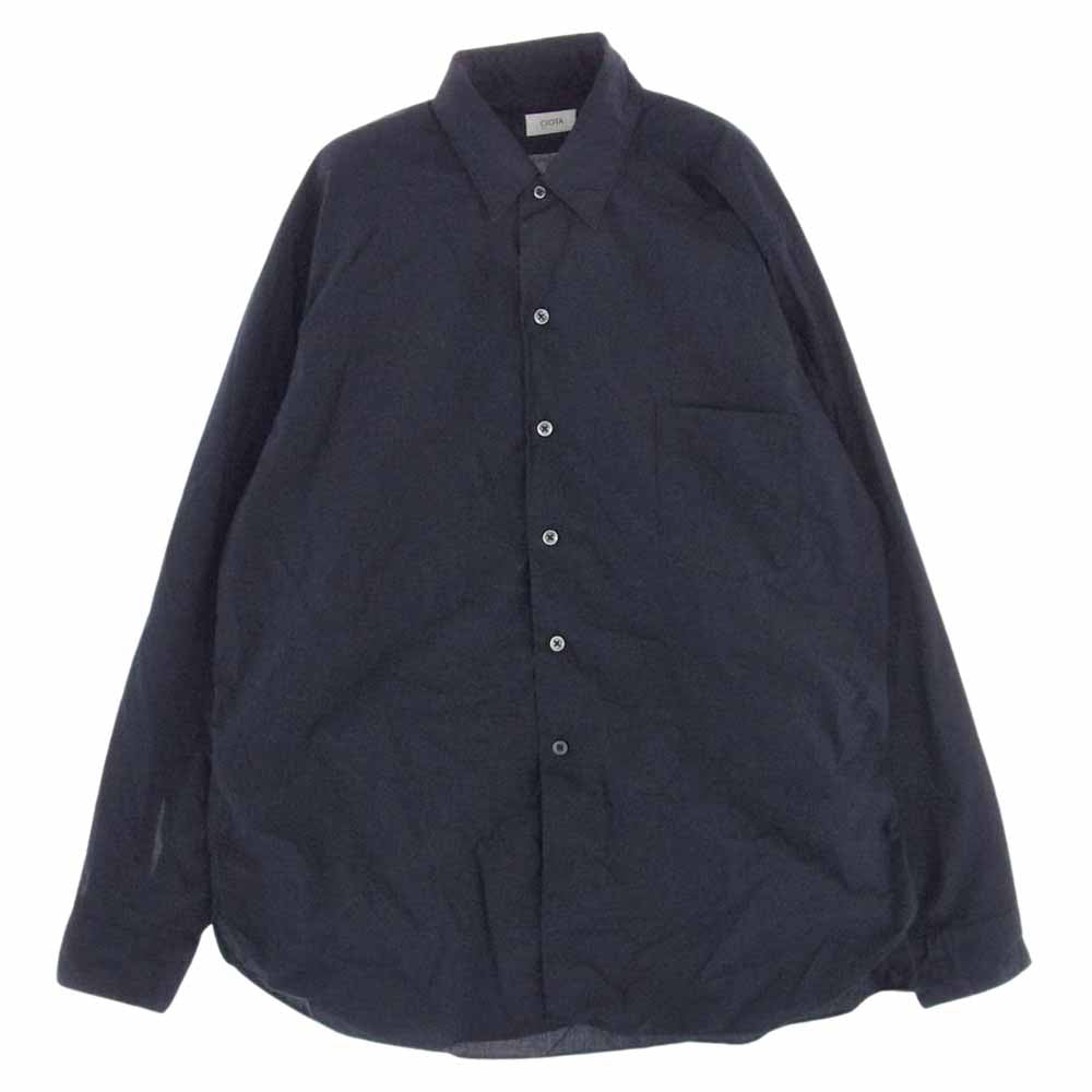 シオタ SHLM-101M スビン コットン タイプ ライター レギュラー カラー シャツ ネイビー系 5【中古】