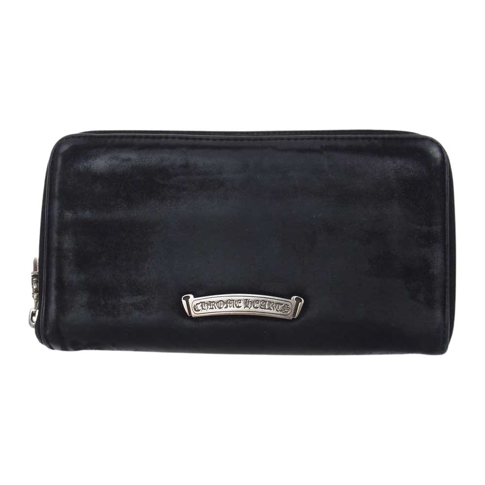 CHROME HEARTS クロムハーツ（原本無） REC F ZIP #2 フィリグリー プラス スエード レザー ウォレット 長財布 ブラック系【中古】