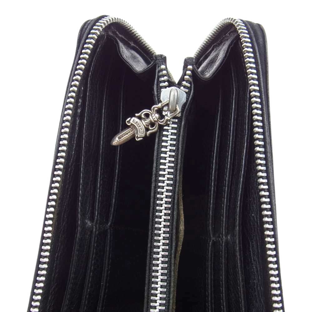 CHROME HEARTS クロムハーツ（原本無） REC F ZIP #2 フィリグリー プラス スエード レザー ウォレット 長財布 ブラック系【中古】
