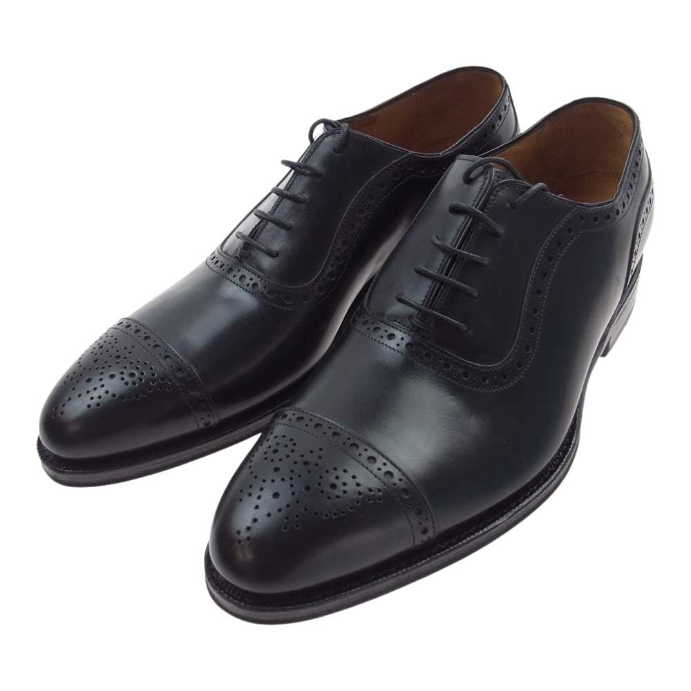 JALAN SRIWIJAYA ジャランスリウァヤ 98441 セミブローグ レザーソール ビジネスシューズ ブラック系 8.5【極上美品】【中古】