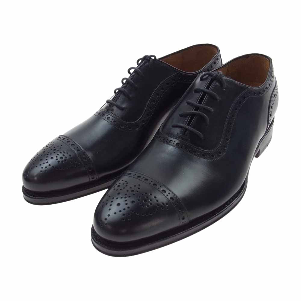 JALAN SRIWIJAYA ジャランスリウァヤ 98441 セミブローグ レザーソール ビジネスシューズ ブラック系 6【極上美品】【中古】