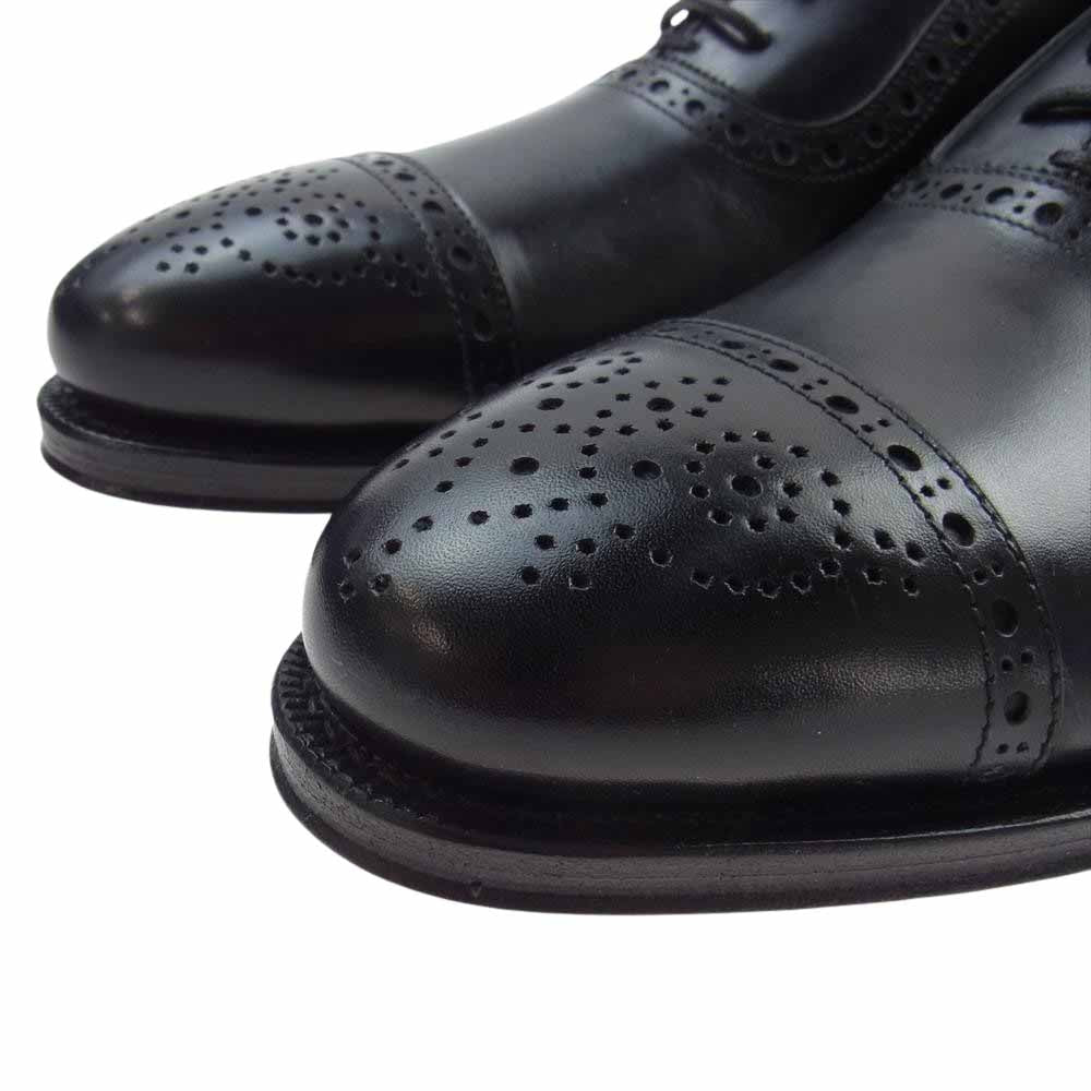 JALAN SRIWIJAYA ジャランスリウァヤ 98441 セミブローグ レザーソール ビジネスシューズ ブラック系 6【極上美品】【中古】