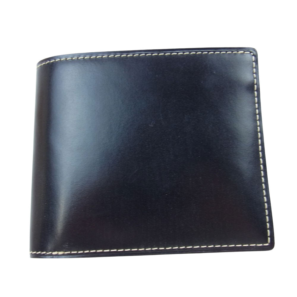 GANZO ガンゾ 57033 BRIDLE CASUAL ブライドルレザー カジュアル 二つ折り 財布 ブラック系【美品】【中古】