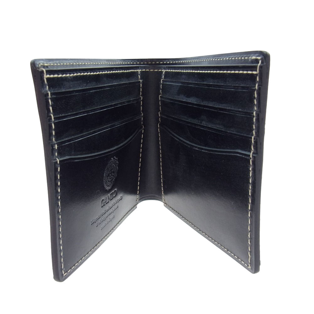 GANZO ガンゾ 57033 BRIDLE CASUAL ブライドルレザー カジュアル 二つ折り 財布 ブラック系【美品】【中古】