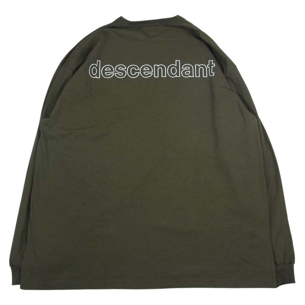 DESCENDANT ディセンダント ロゴ ロングスリーブ Tシャツ ロンT 長袖 Tシャツ カーキ系 3【中古】
