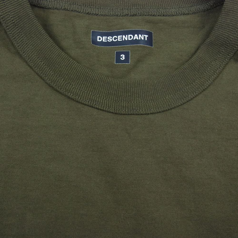 DESCENDANT ディセンダント ロゴ ロングスリーブ Tシャツ ロンT 長袖 Tシャツ カーキ系 3【中古】