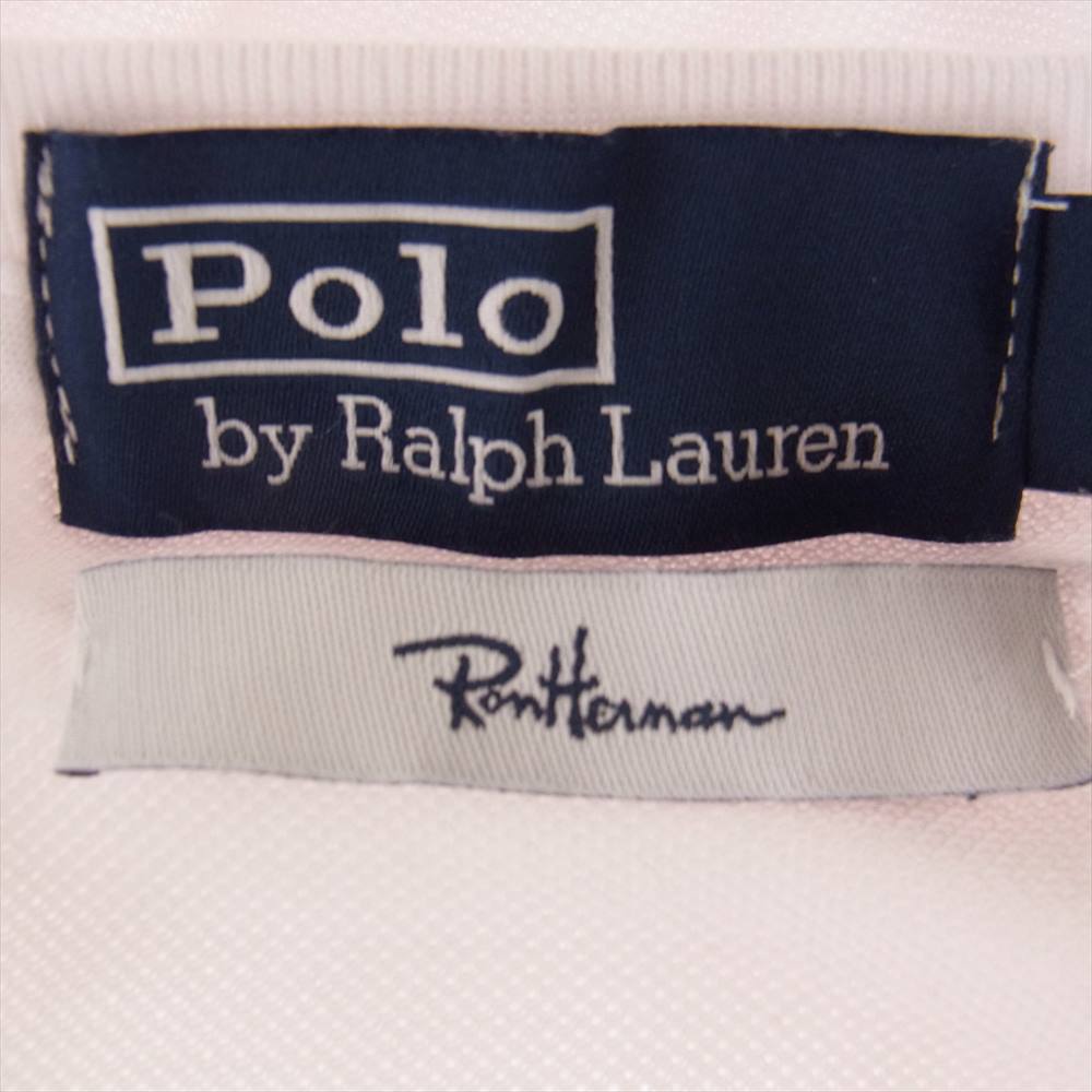 Ron Herman ロンハーマン  21SS × POLO RALPH LAUREN ポロラルフローレン 鹿の子 胸ポケットTシャツ レッド ホワイト系 S【美品】【中古】