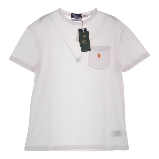 Ron Herman ロンハーマン  21SS × POLO RALPH LAUREN ポロラルフローレン 鹿の子 胸ポケットTシャツ オレンジ ホワイト系 S【新古品】【未使用】【中古】