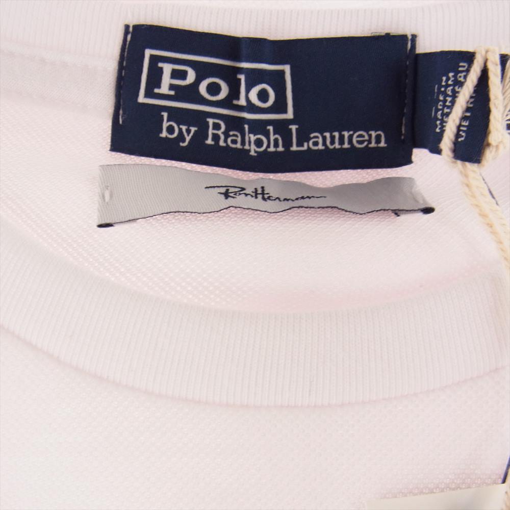 Ron Herman ロンハーマン  21SS × POLO RALPH LAUREN ポロラルフローレン 鹿の子 胸ポケットTシャツ オレンジ ホワイト系 S【新古品】【未使用】【中古】