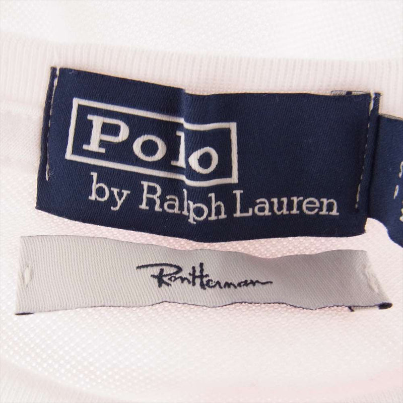 Ron Herman ロンハーマン  21SS × POLO RALPH LAUREN ポロラルフローレン 鹿の子 胸ポケットTシャツ オレンジ ホワイト系 S【新古品】【未使用】【中古】