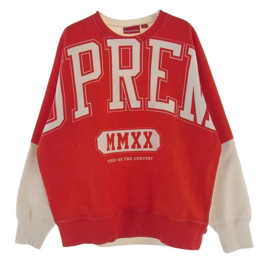 Supreme シュプリーム 20AW Overprint Crewneck オーバー プリント クルーネック スウェット レッド系 オフホワイト系 S【中古】