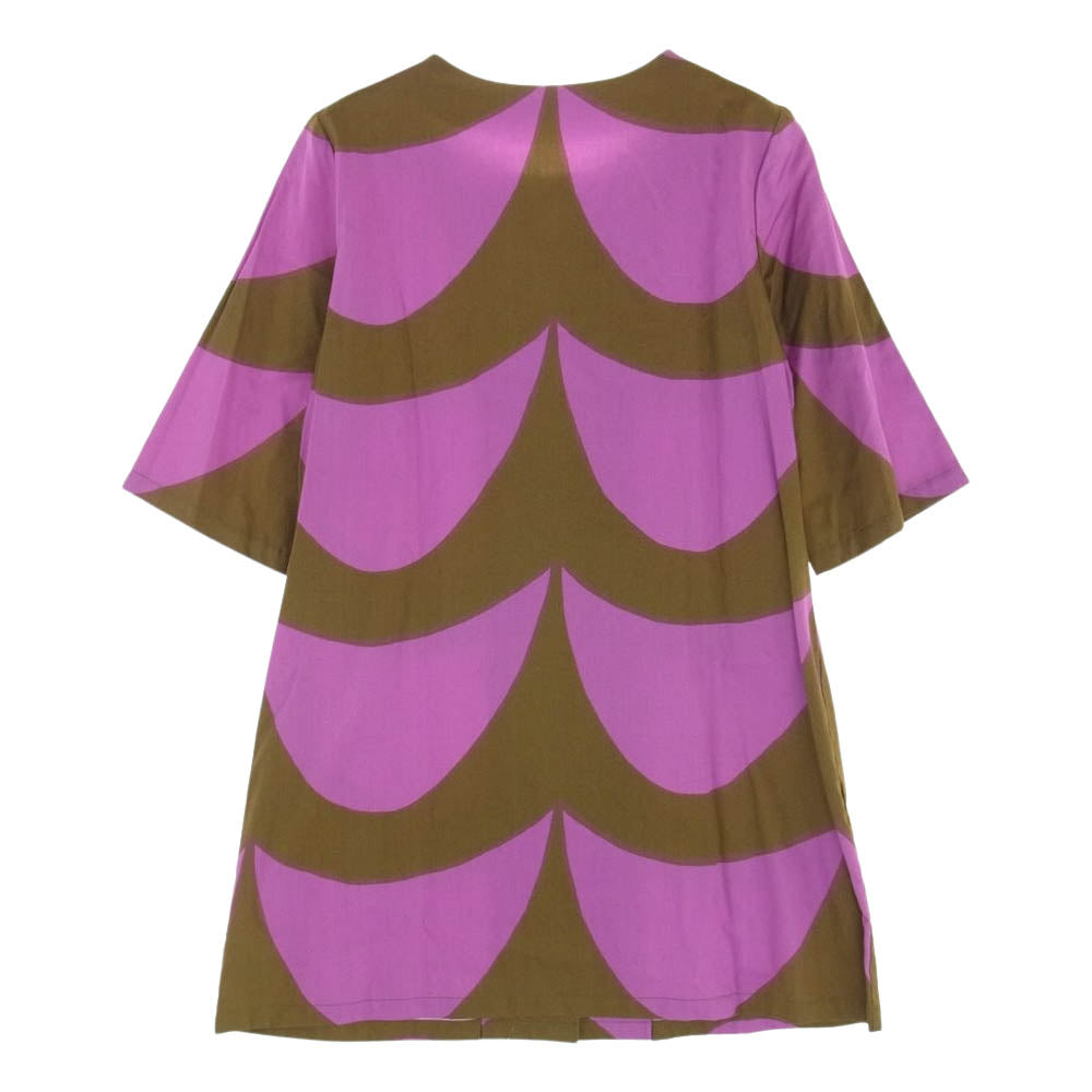 マリメッコ　シャツワンピース　38 美品 marimekko マリメッコ ノーカラー シャツ ワンピース 38【中古